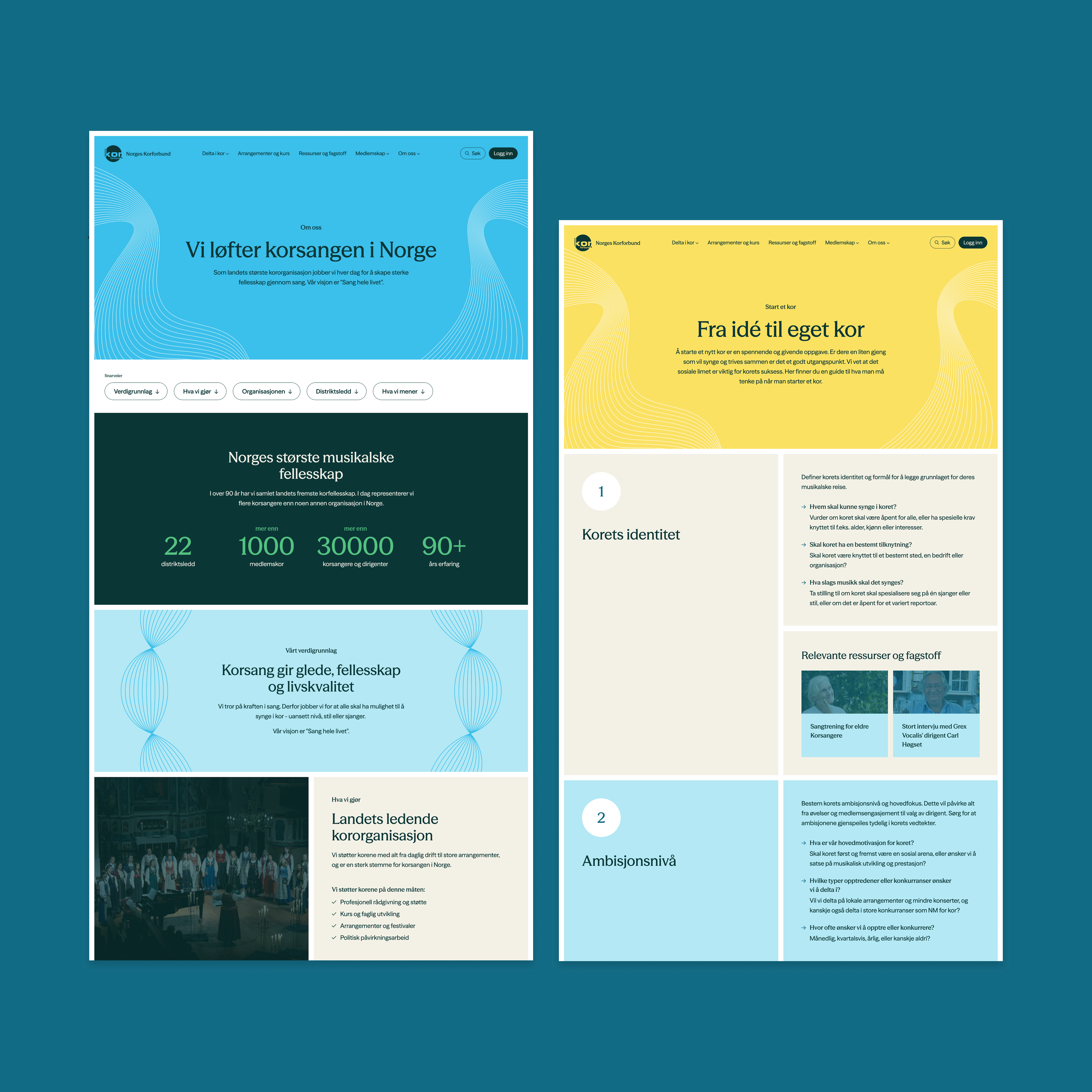 a blue background with a yellow and green website