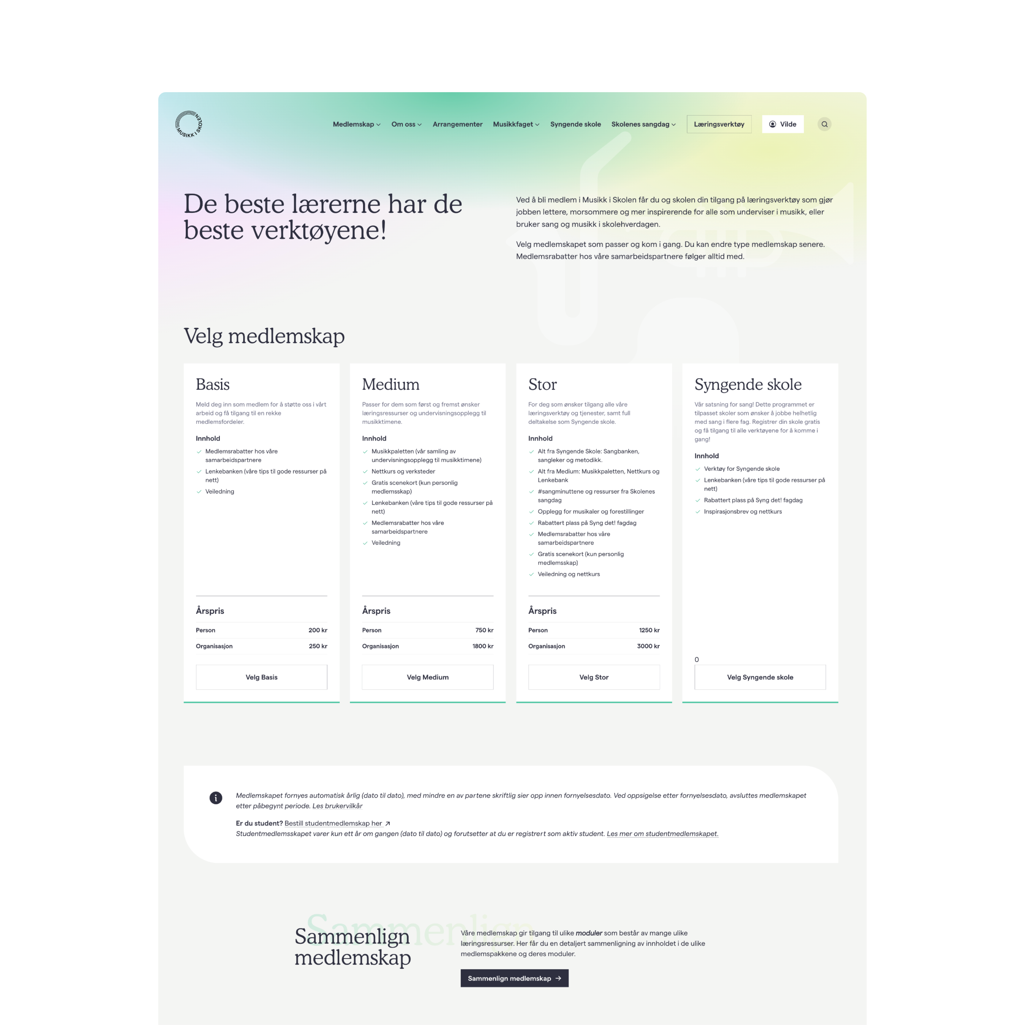 a page of a website that says " de beste lærerne har de beste verktøyene "