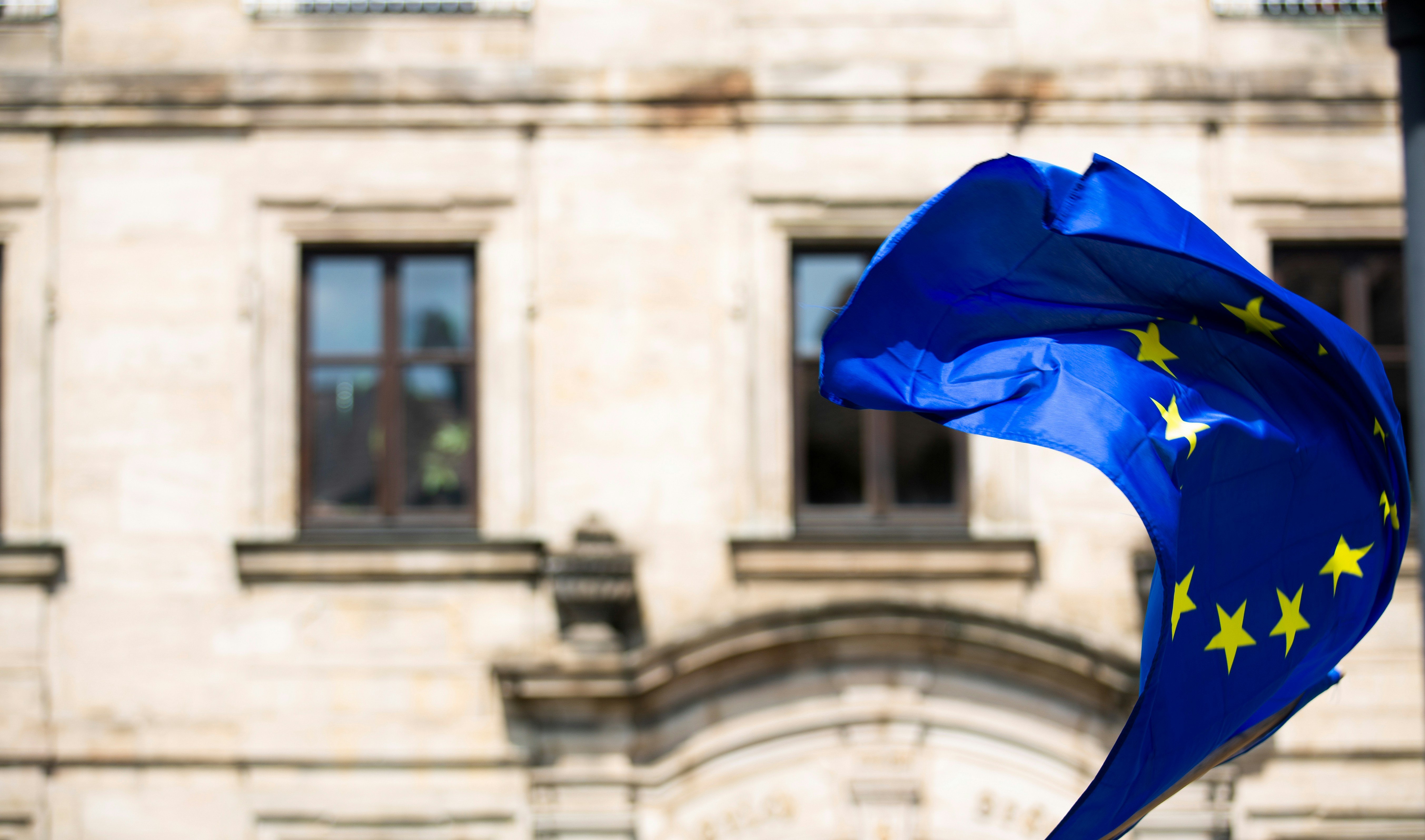 European flag i european city