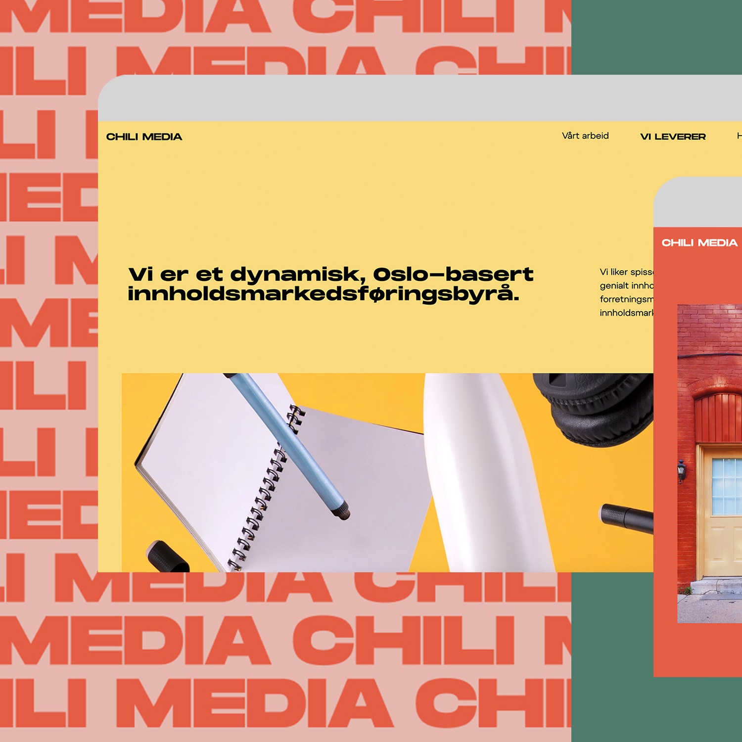 Screenshot av den fargerike nettsiden til Chili Media
