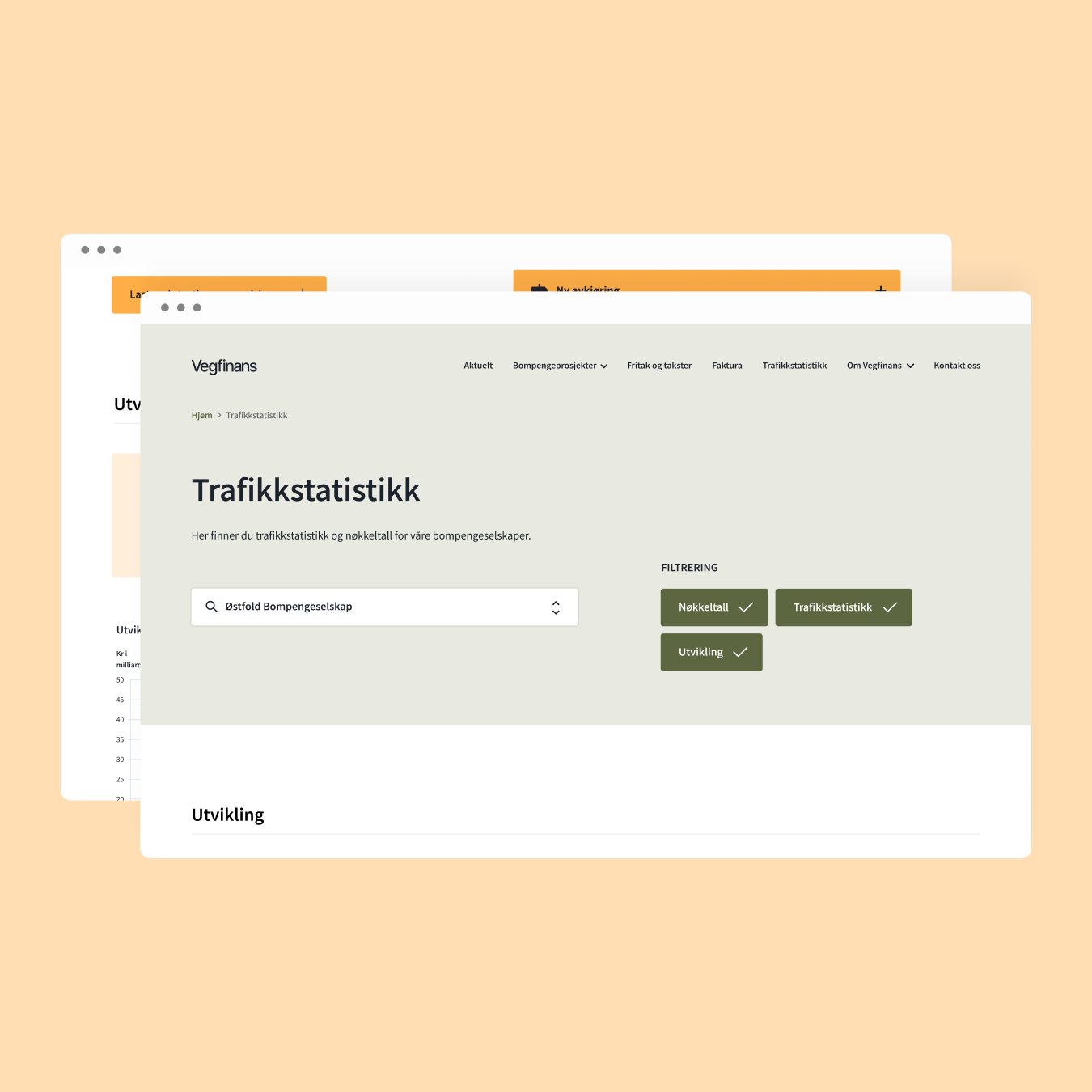 Skjermbilder – fremste viser siden for trafikkstatistikk
