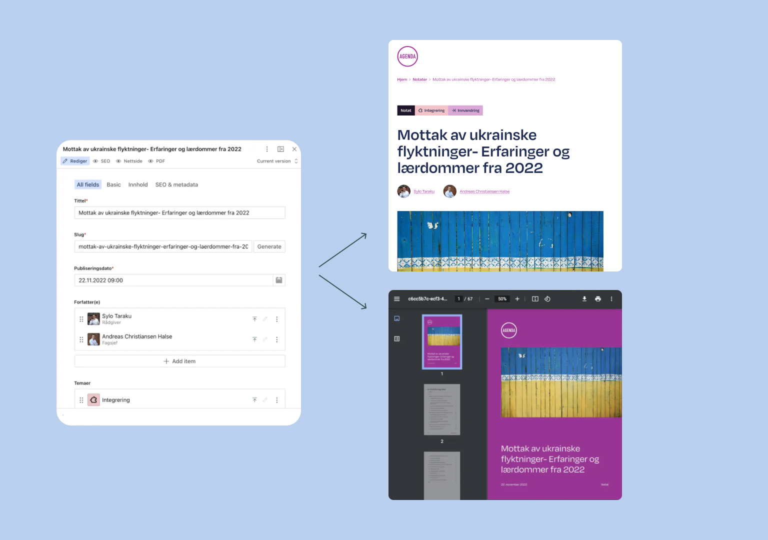 a computer screen shows a page that says mottak av ukrainske flygtninge