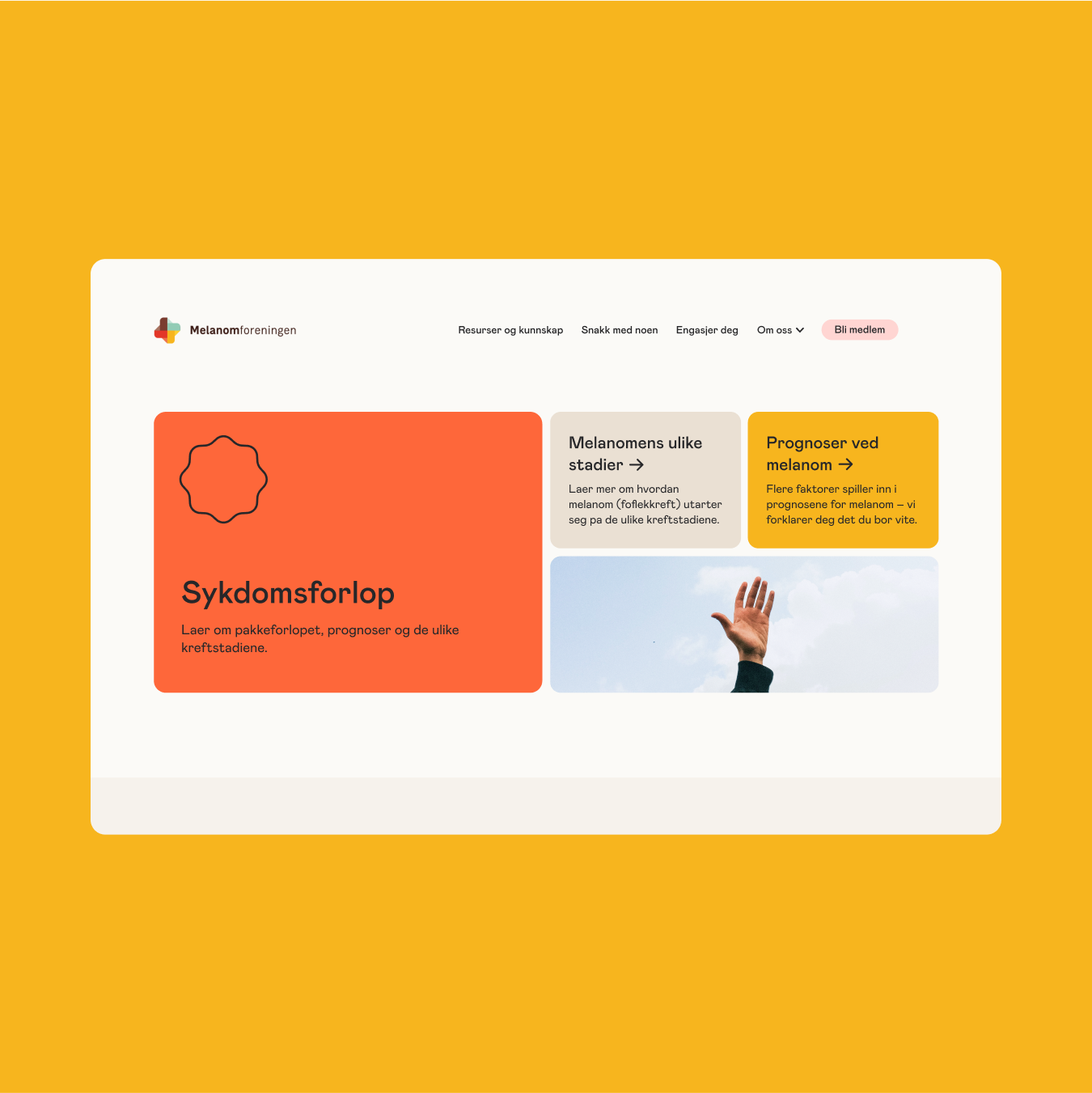 Skjermbilde av Melanomforeningens forside.