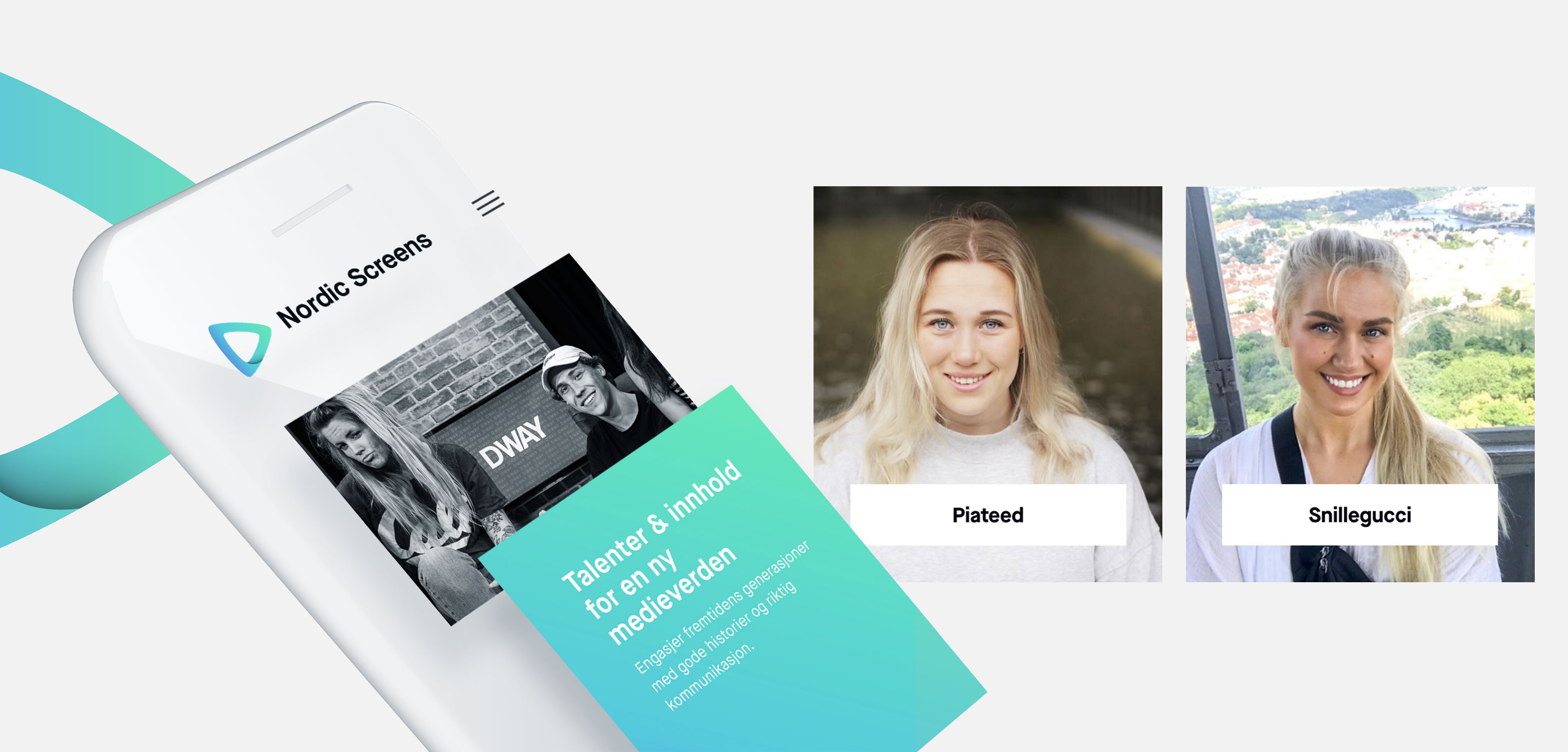 Nordic Screens nettside på mobil. Grafikk.