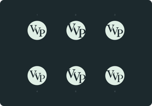 Six light green circles, each with dark VVP text, arranged in a grid on a dark background.