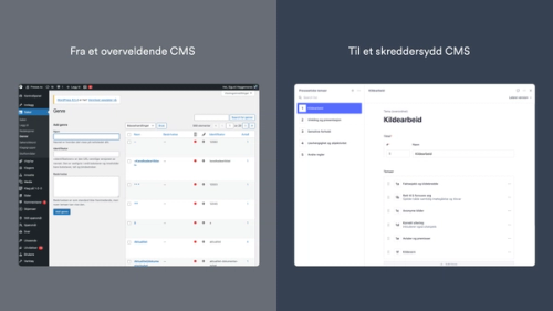 a computer screen with the words fra et overveldende cms on it
