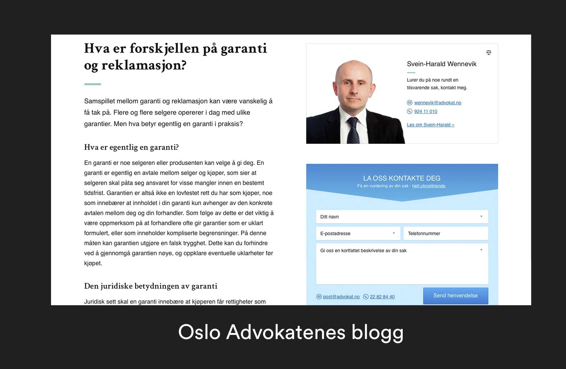 Eksempel på Oslo Advokatenes blogg