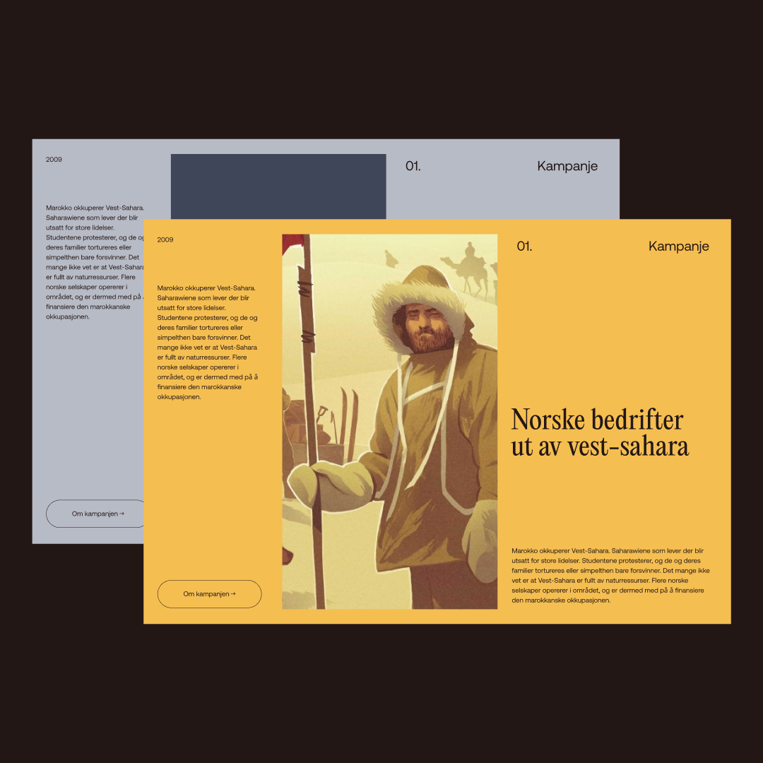 Lilla og gule sider med tekst og bilde