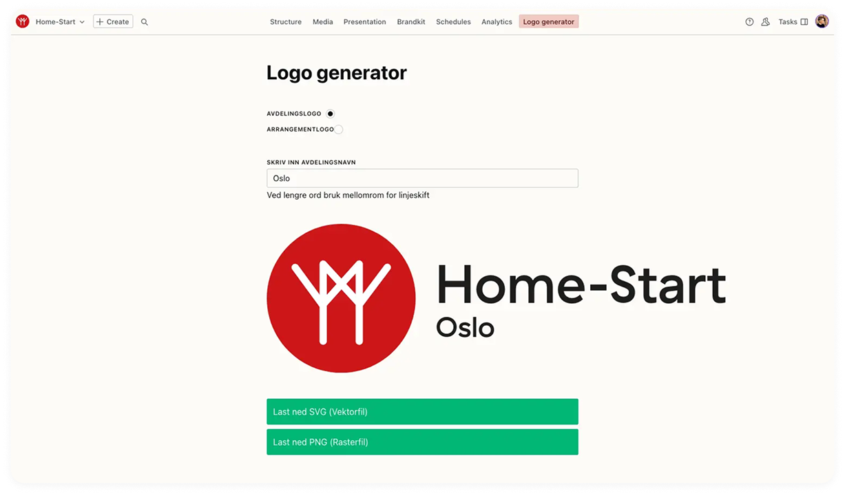 a screenshot of the home-start logo generator