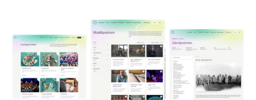 three computer screens with one that says ' musikpaletten ' on it