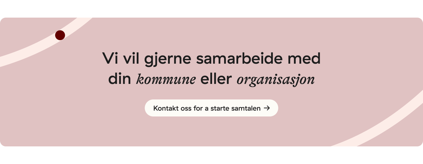 a pink background with the words vi vil gjerne samarbeide med din kommune eller organisasjon on it
