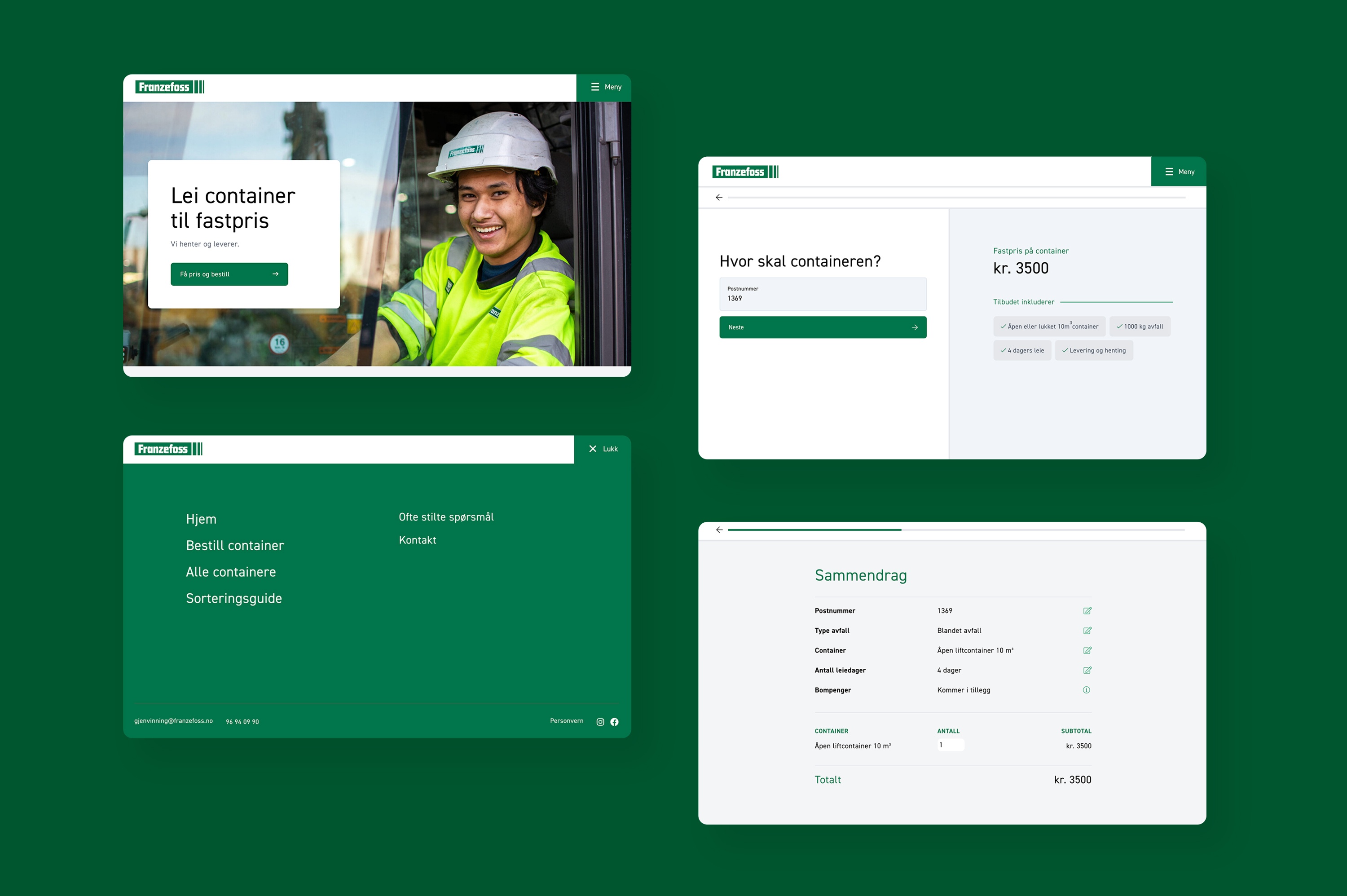 Ulike eksempler på designet av nettsiden til NGTF