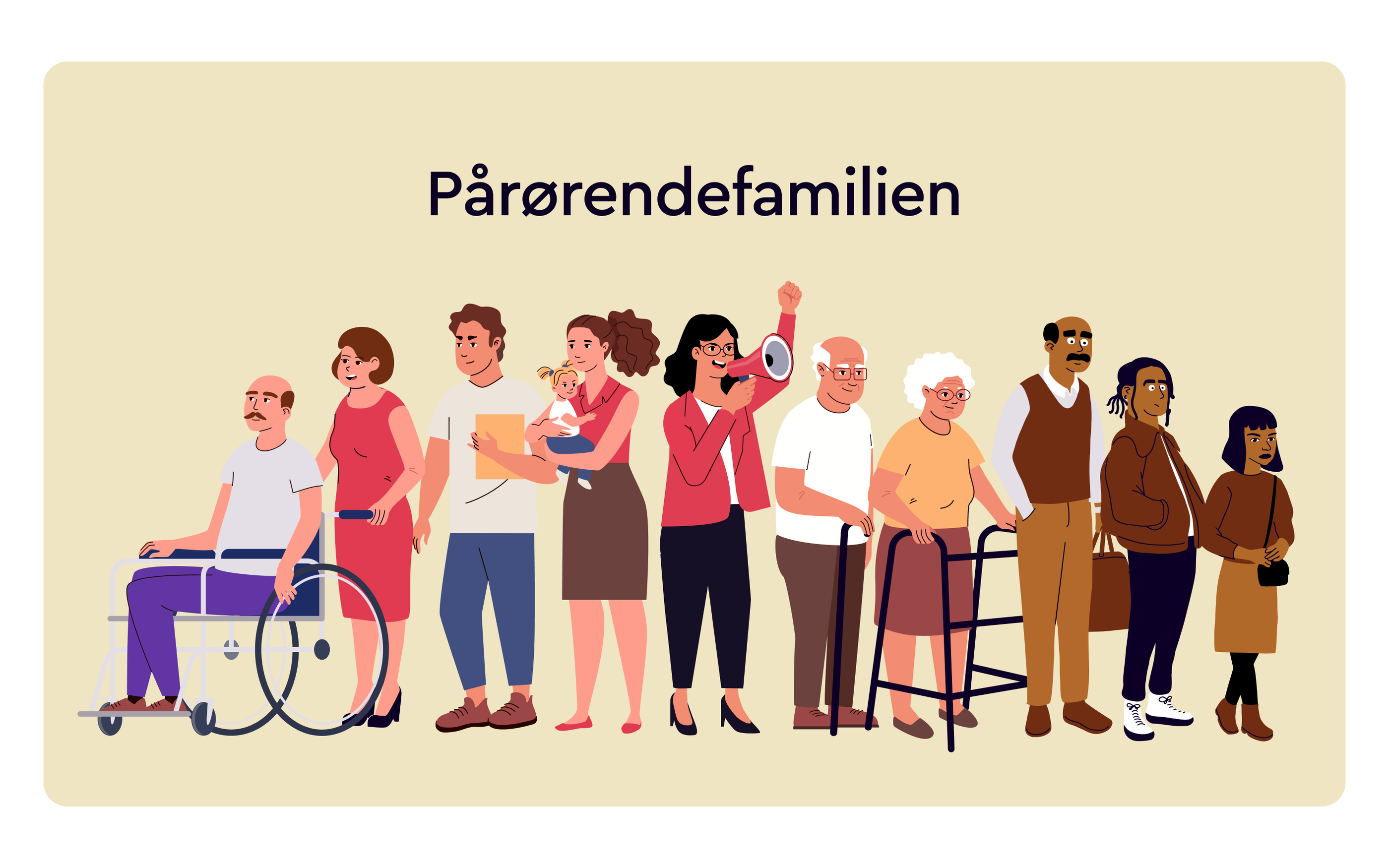 a group of people standing next to each other with the words parørendefamilien above them
