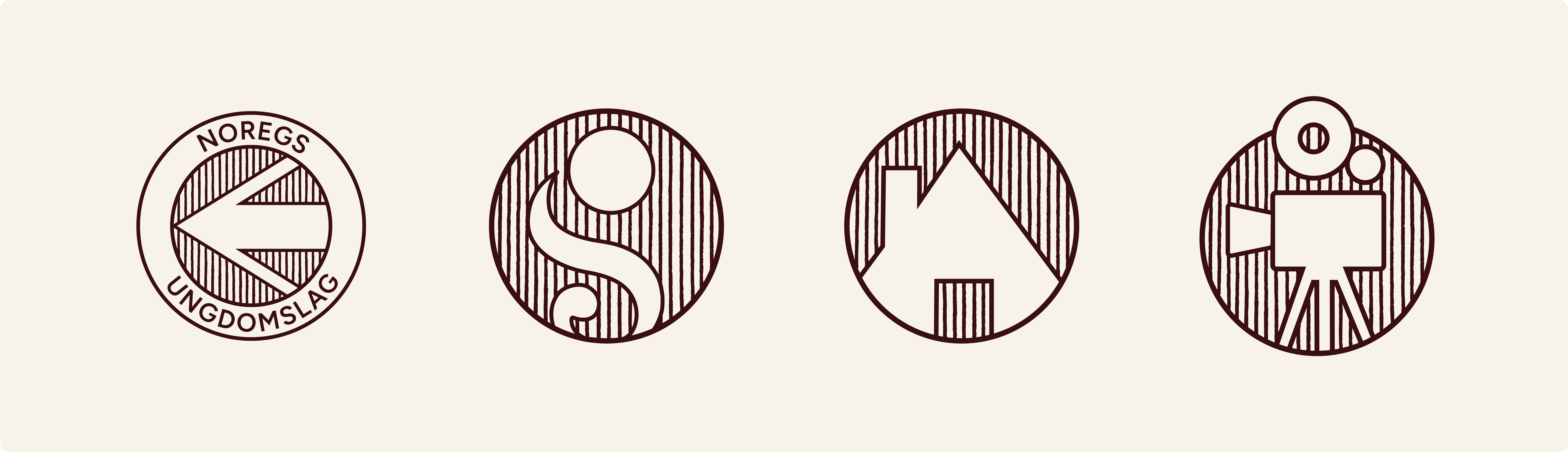 four circles with the words norges ungdomslag on them