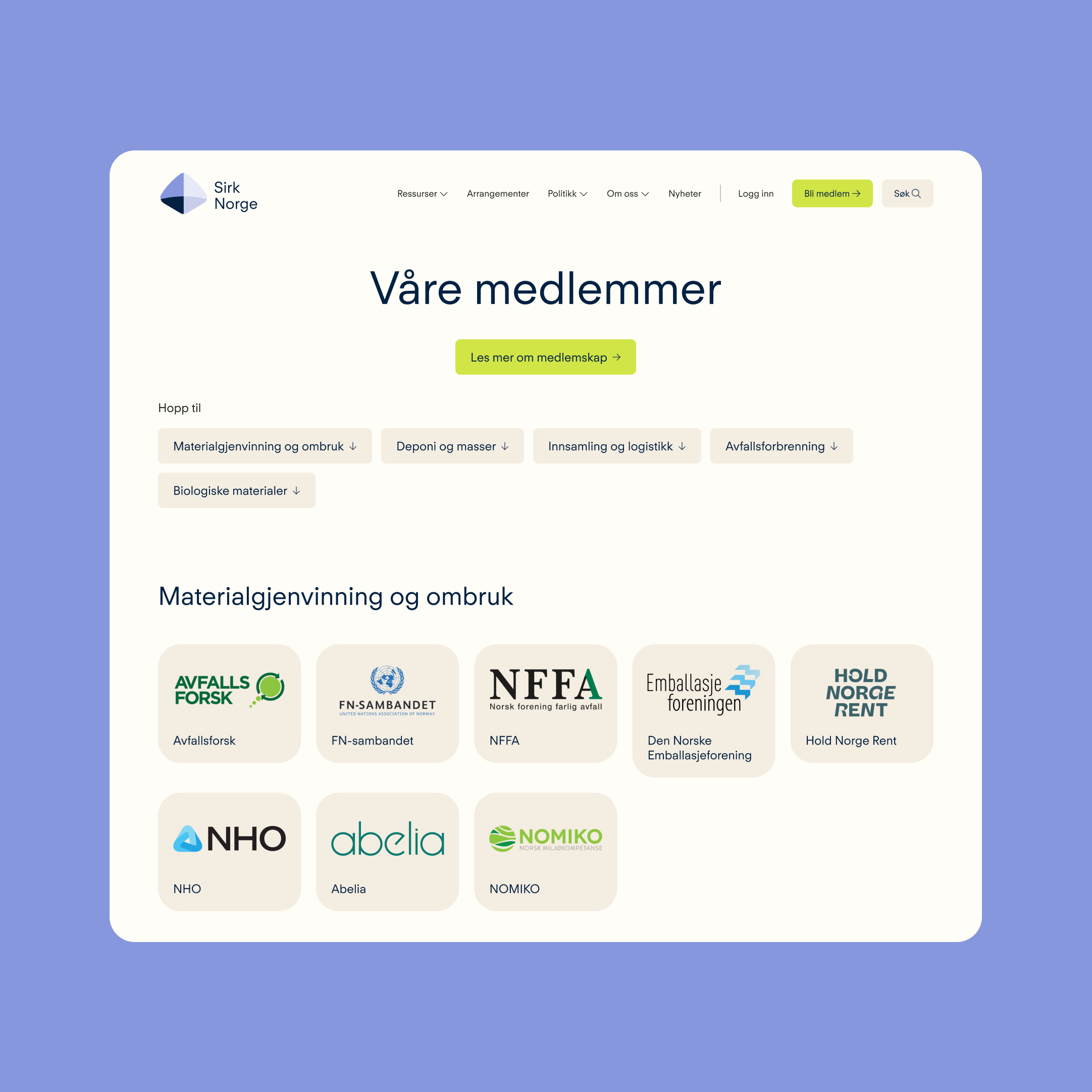 a screenshot of a website that says vare medlemmer on it