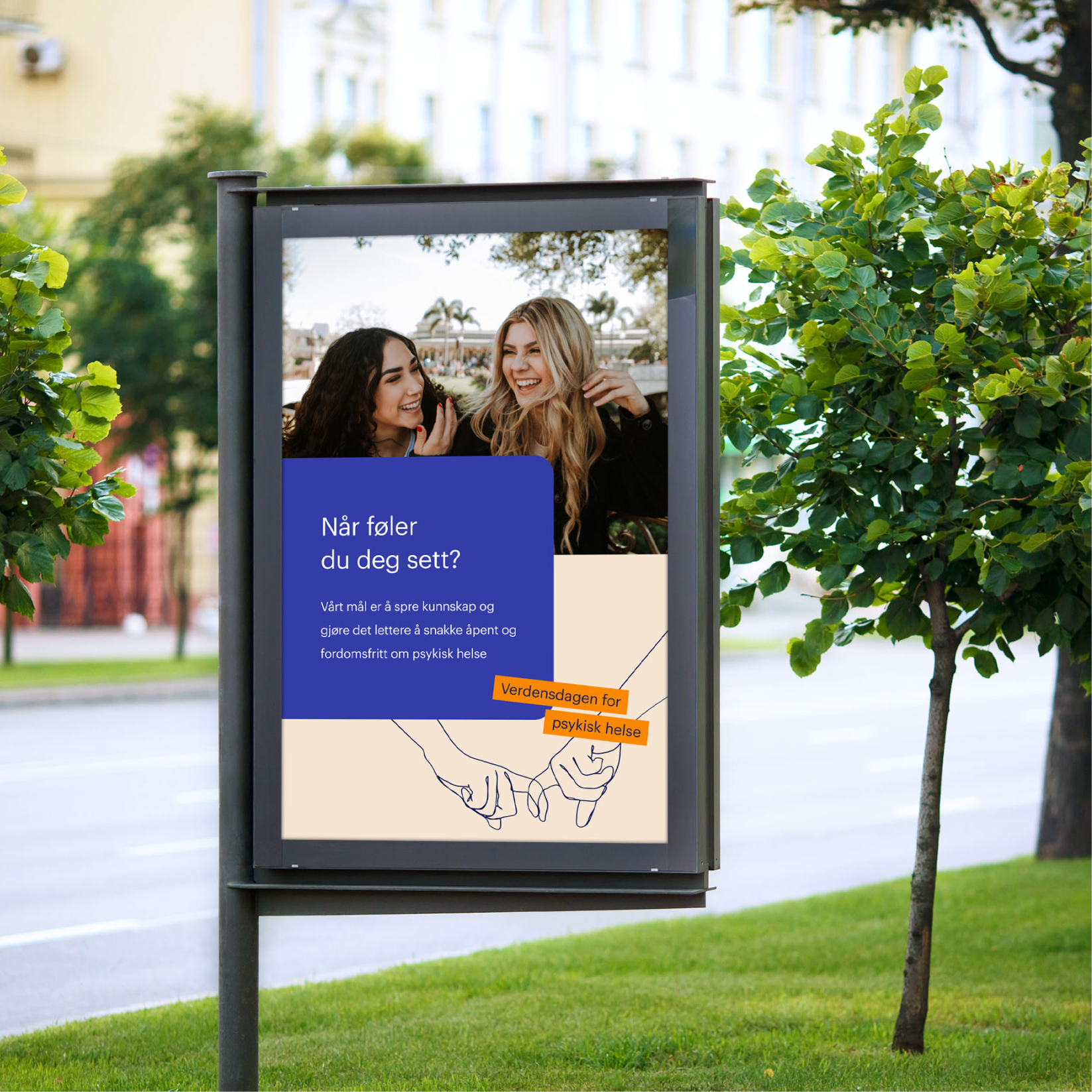 Bilde av plakat med smilende jenter og tittel "Når føler du deg sett?"