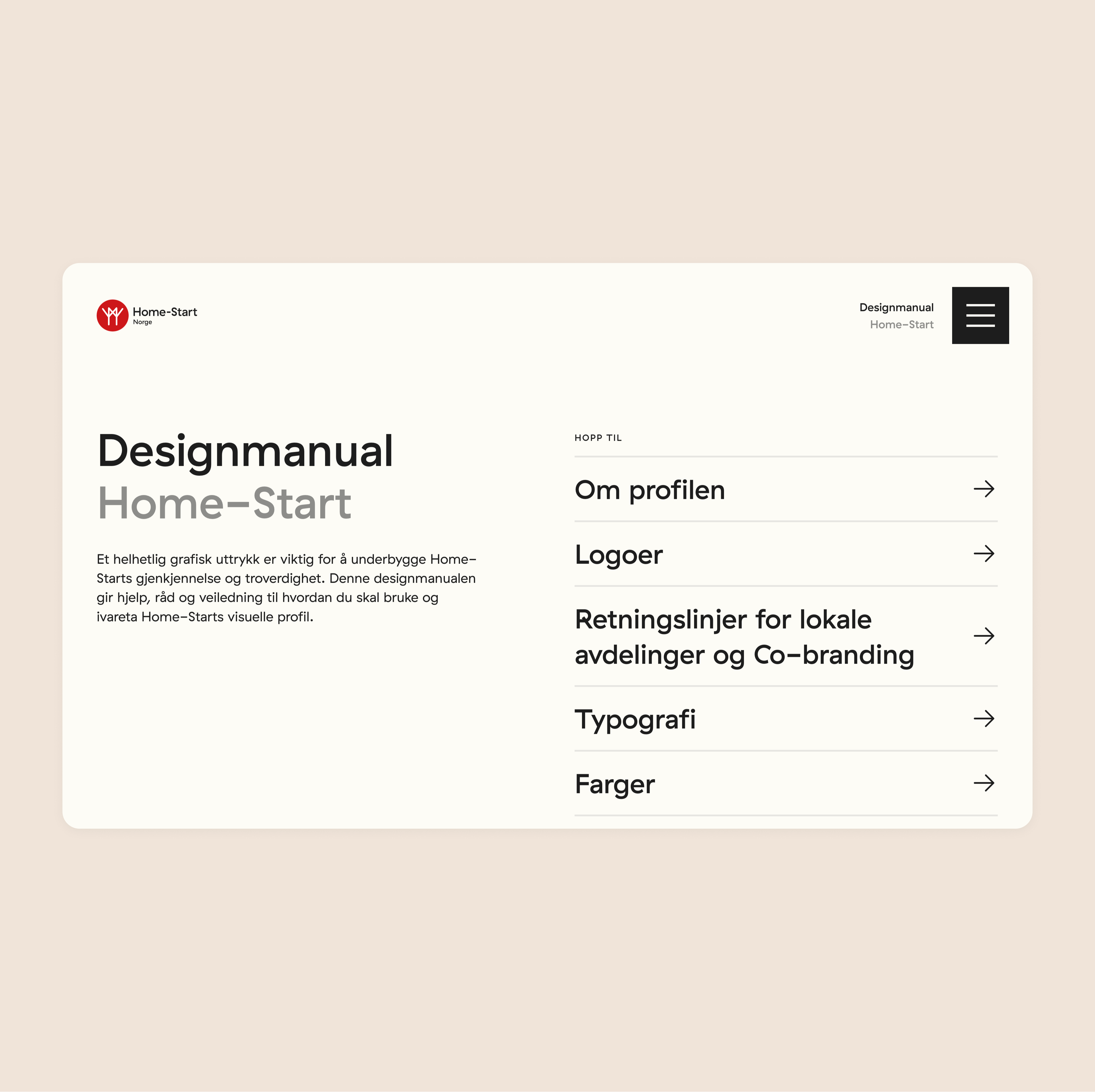 a screenshot of a design manual for home-start