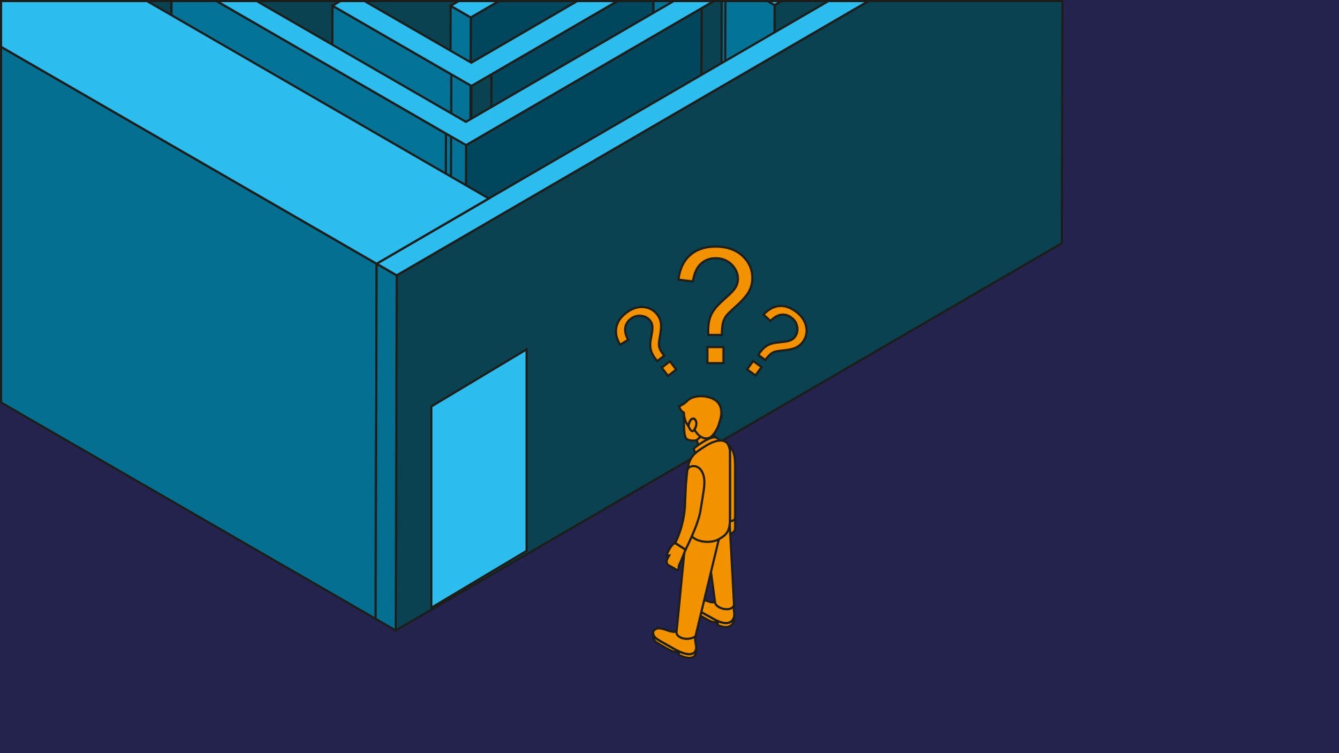 Person ser fovirret inn i en labyrint