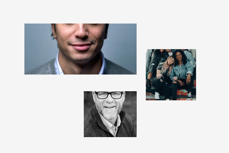 Viser resultatet av uheldige fokuspunkt i bilder. For eksempel en panne som er kuttet ut, et portrett som fokuserer på munnen, et gruppebilde der halvparten er klippet ut. 