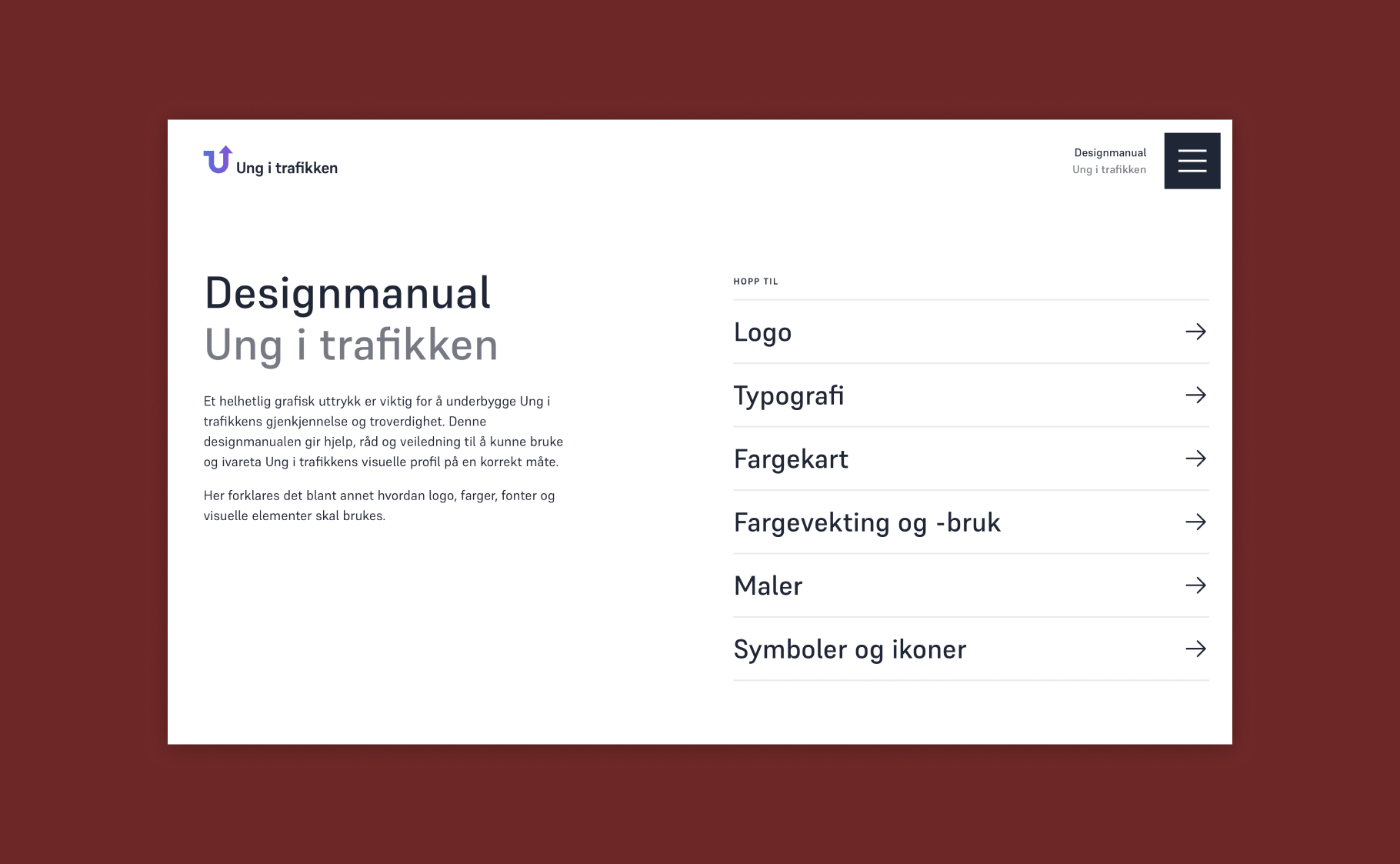 Designmanual for Ung i trafikken