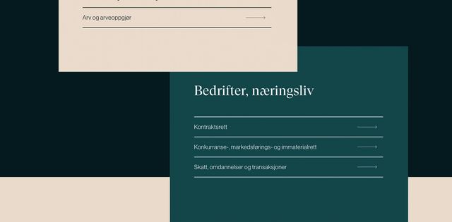 Eksempler fra designet til nettsiden fra Advokatfirmaet Grindstad