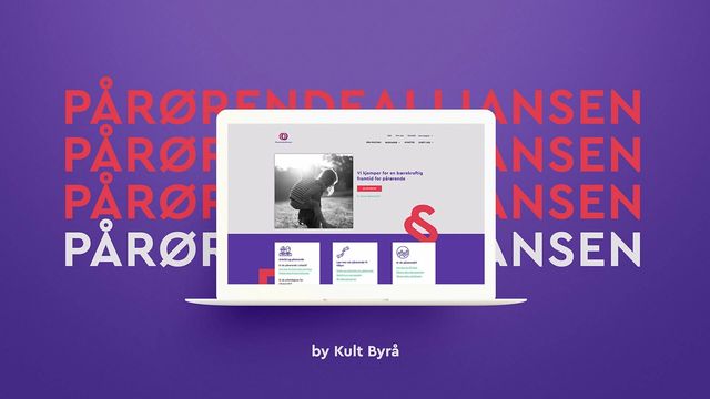 Mac som viser screenshot av nettsiden til Pårørendealliansen