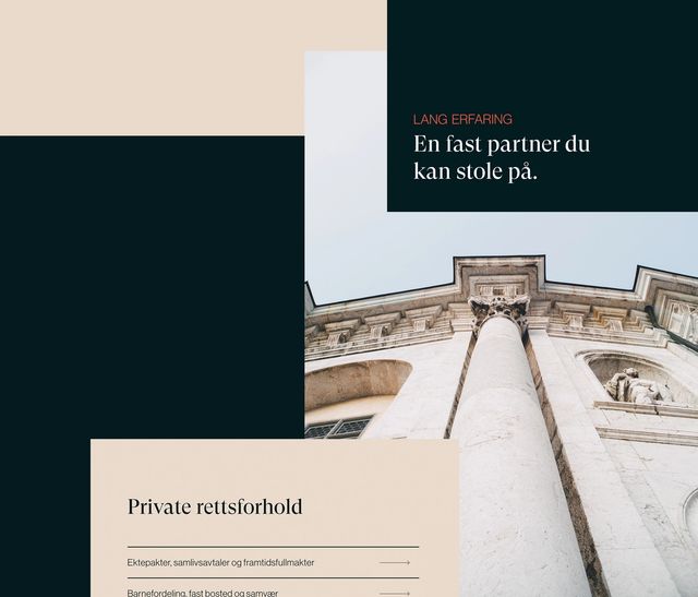Utdrag fra designet til nettsiden til Grindstad. Det stÄr "Lang erfaring, en fast partner du kan stole pÄ"