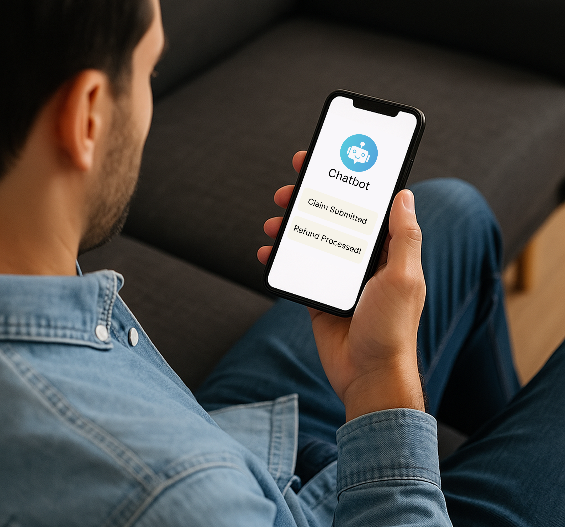 the chatbot technology logo with a blue background