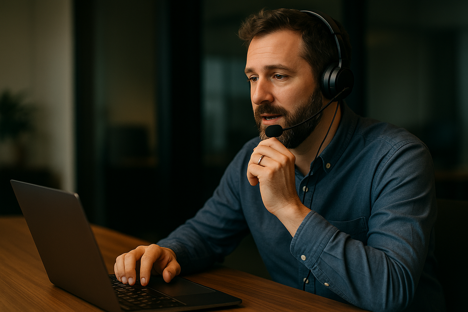 a man with headphones on using a laptop