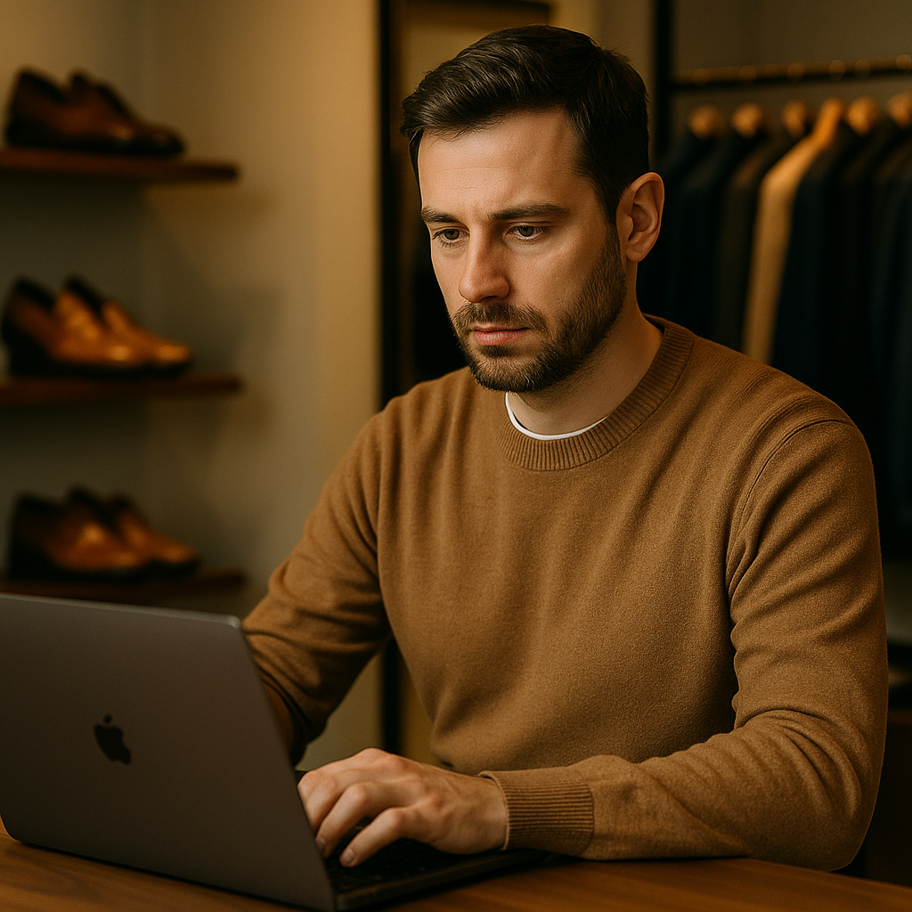 a man sitting in front of a laptop computer