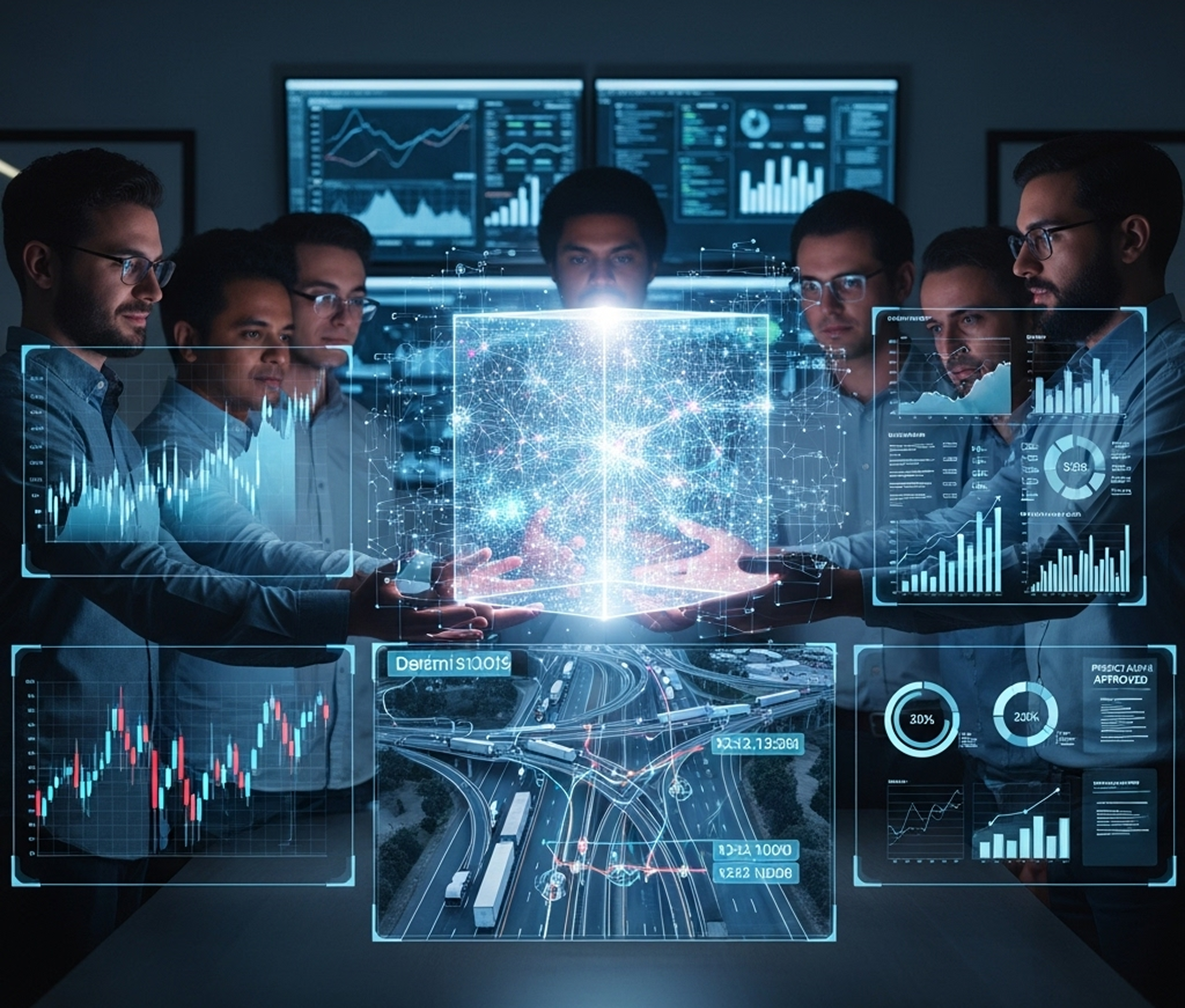 a group of people looking at a computer screen