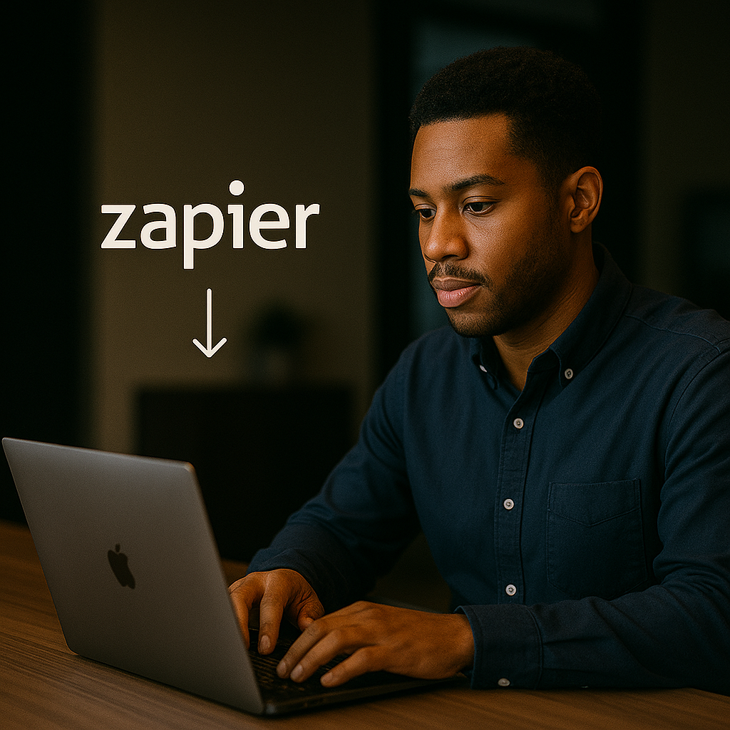 a man sitting in front of a laptop computer