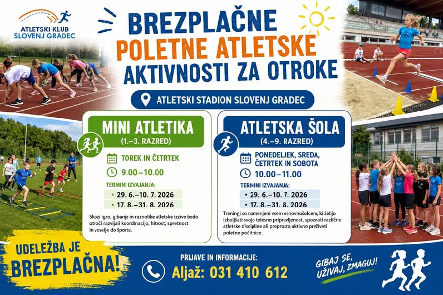 BREZPLAČNE POLETNE ATLETSKE AKTIVNOSTI ZA OTROKE