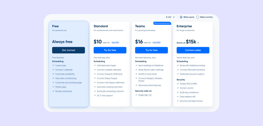 Calendly Free Plan Features & All Pricing Plans (2026)