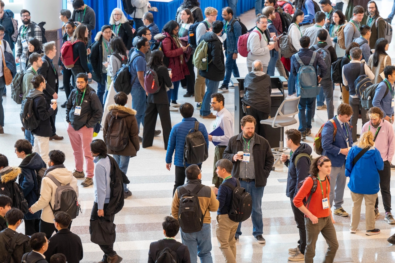 Meeting attendees in a convention space