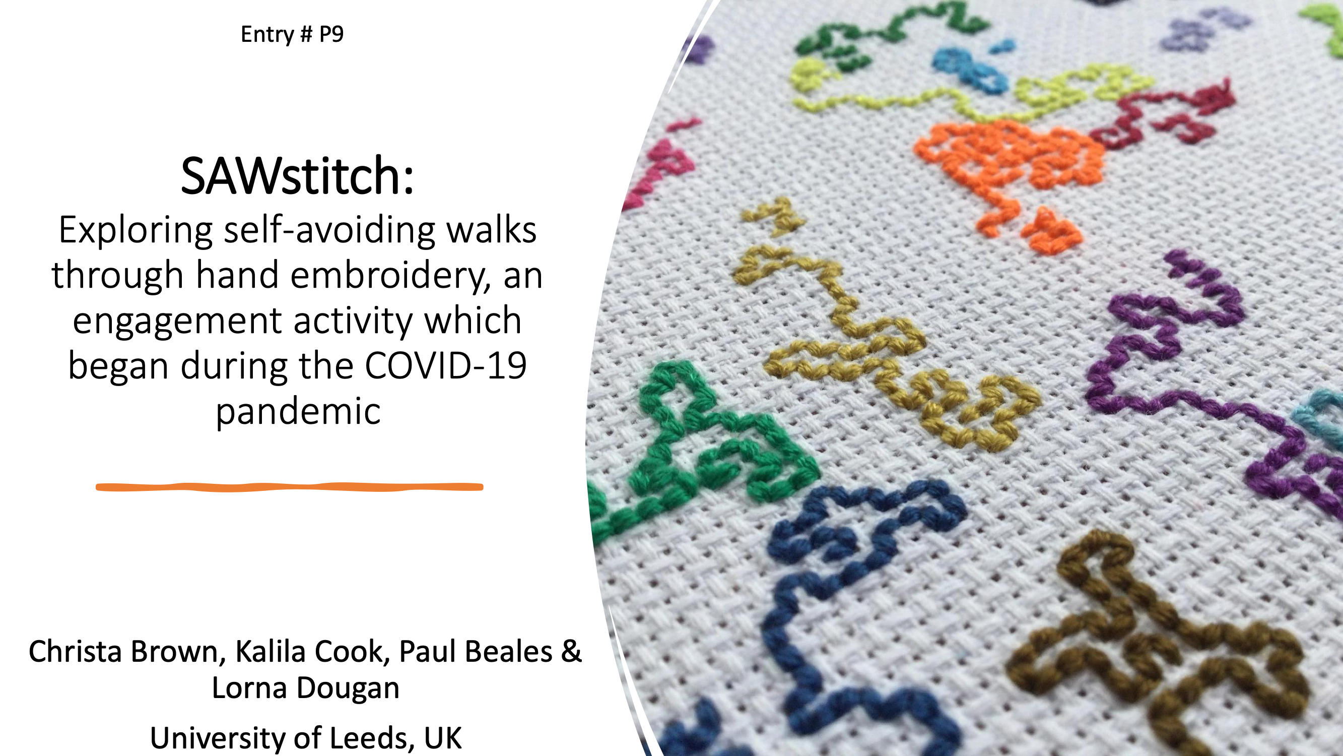 SAWstitch: exploring self avoiding walks through hand-embroidery