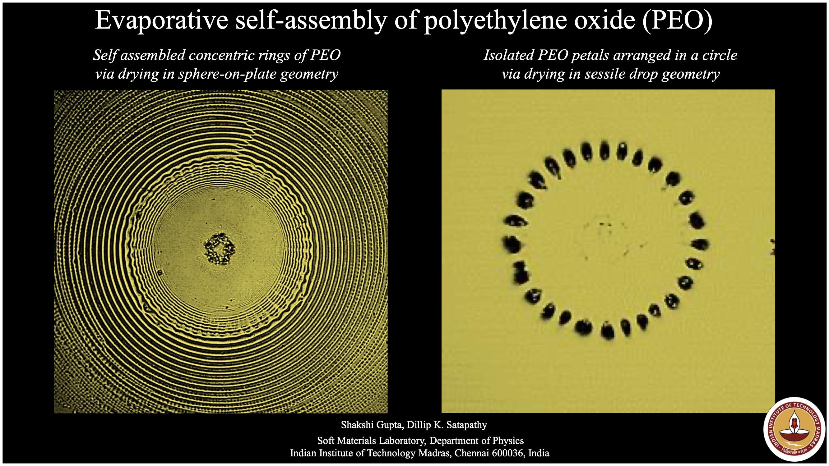 Evaporative self-assembly of polyethylene oxide (PEO) 