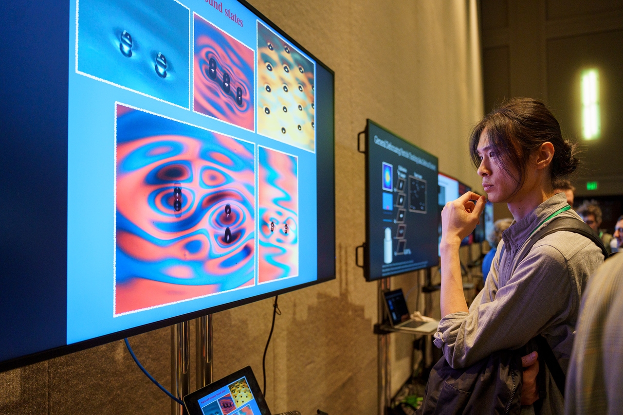 A person looking at fluid dynamics graphics on a computer screen