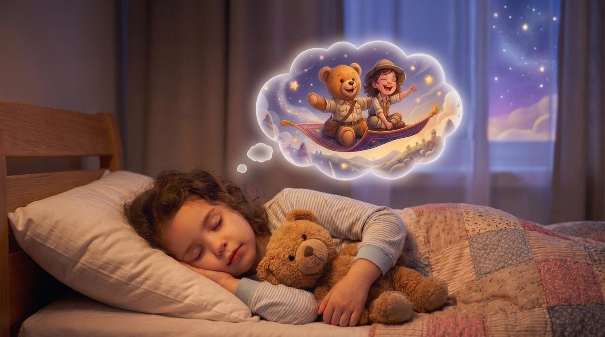 Father and daughter laughing while listening to a story on a tablet