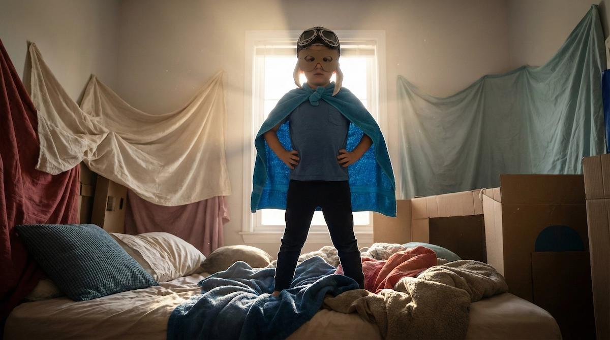 Child dressed as superhero