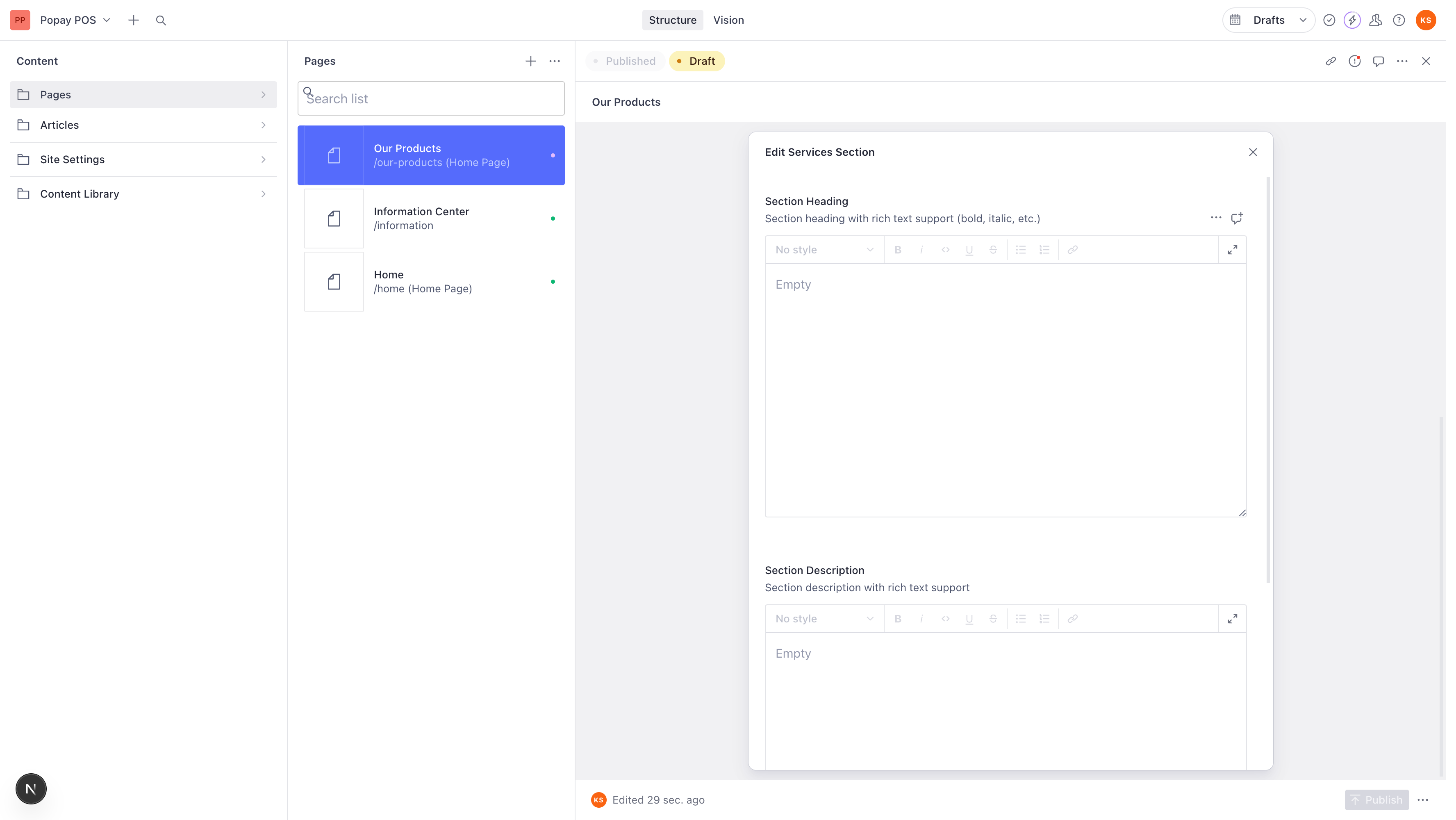 Services Section Add Items