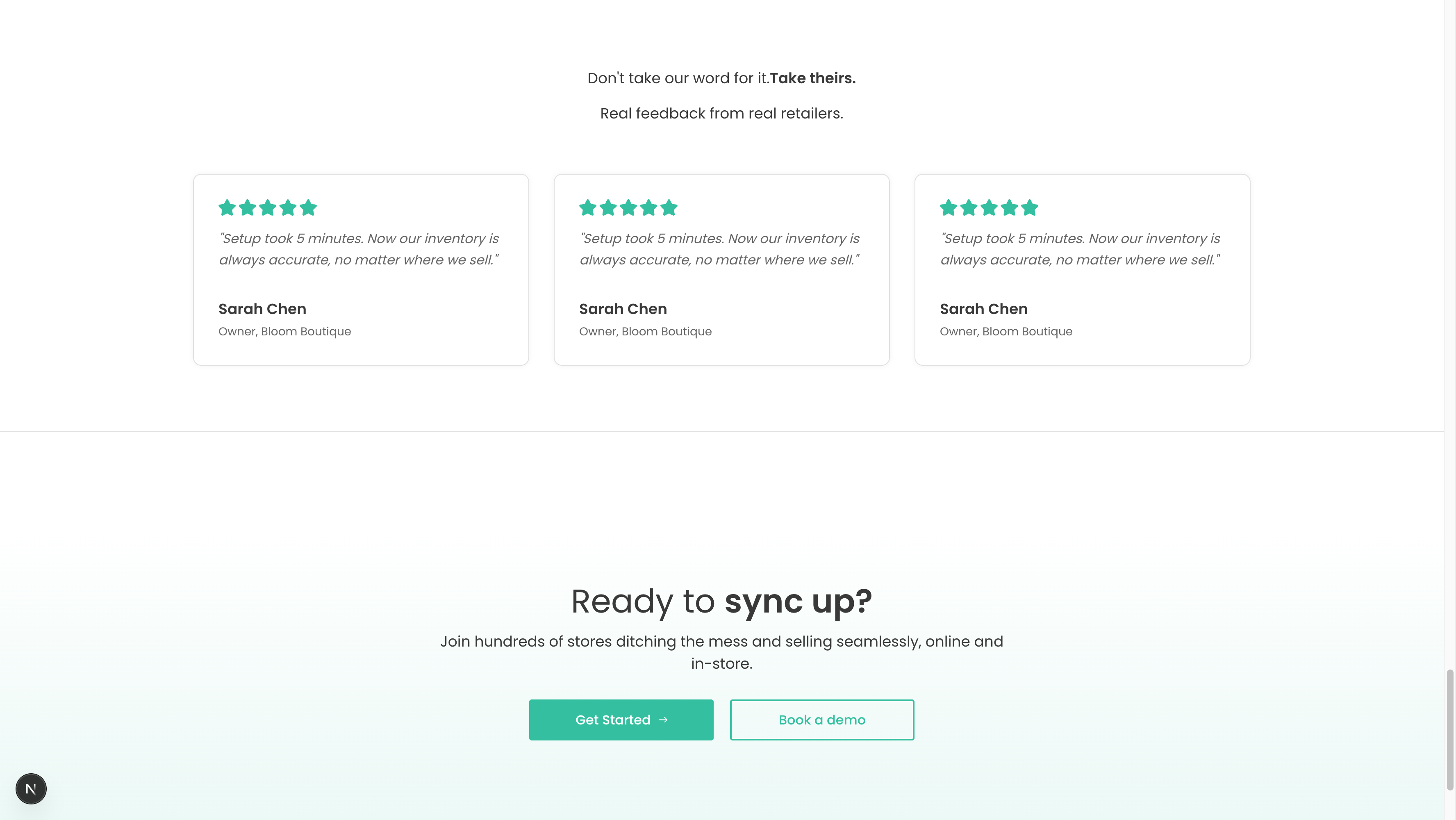 Finished Testimonials Section