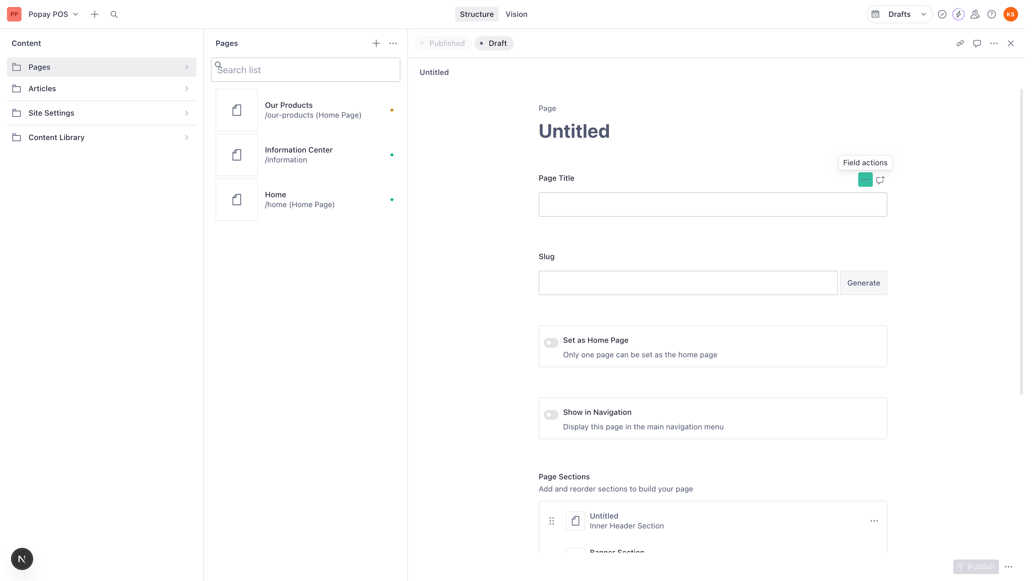 Blank Content Page Form
