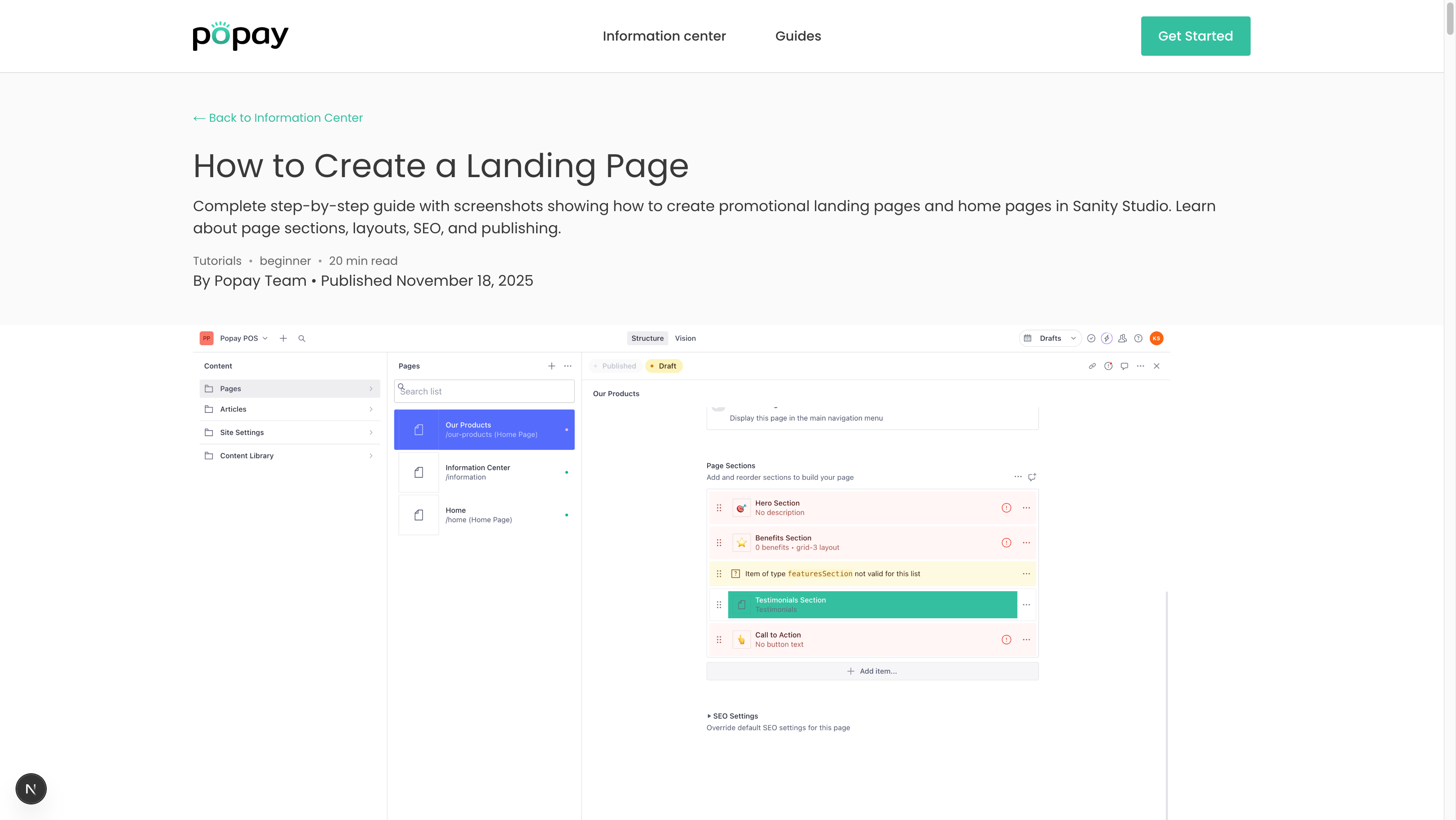 Finished Article Page