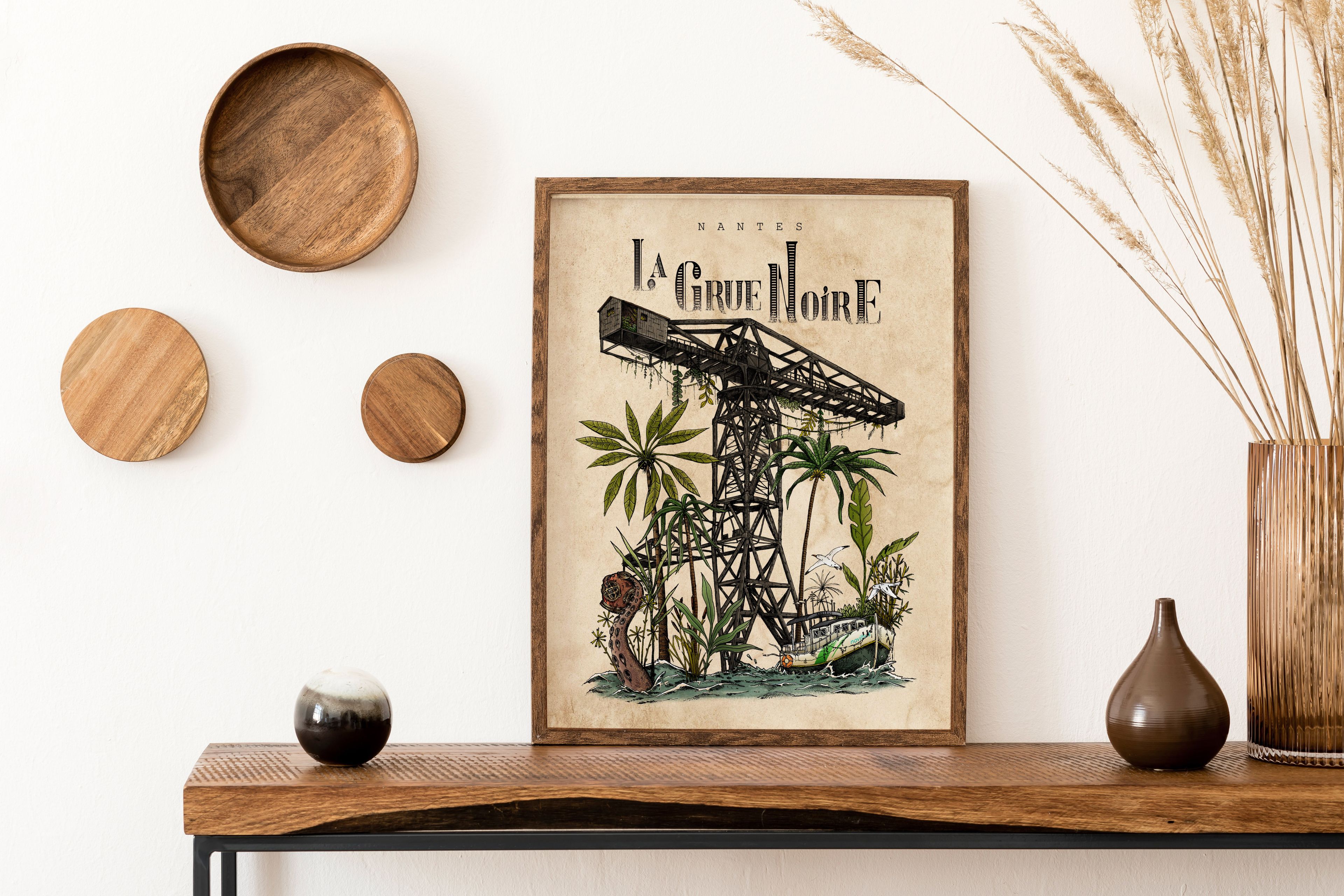 Affiche Grue Noire Couleurs 50x70 — Mâtcha Designs