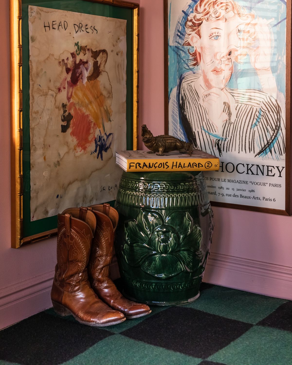 Square green in Frederick Egan Castleberrys home in Greenwich Village studio.