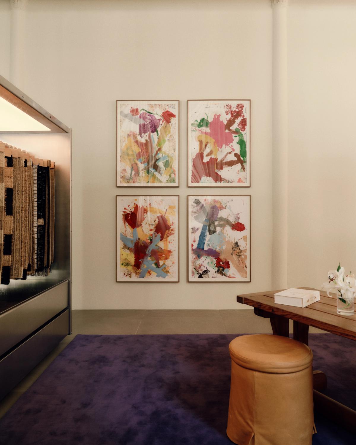 Plush wool rug Grand Lilac pictured in the NYC Nordic Knots flagship store.