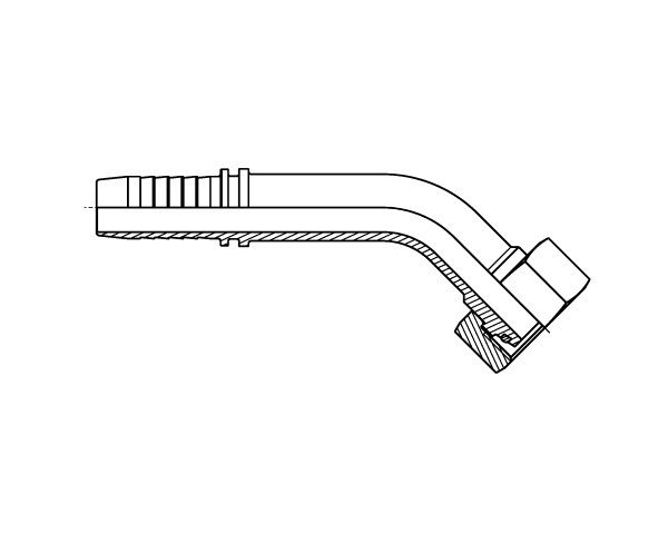 Metric O-ring Heavy (S) Female Swivel - Hosetail 45