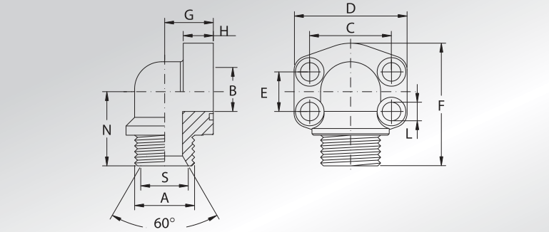 90° Flanges With 60° Tapered Seat And BSP Thread