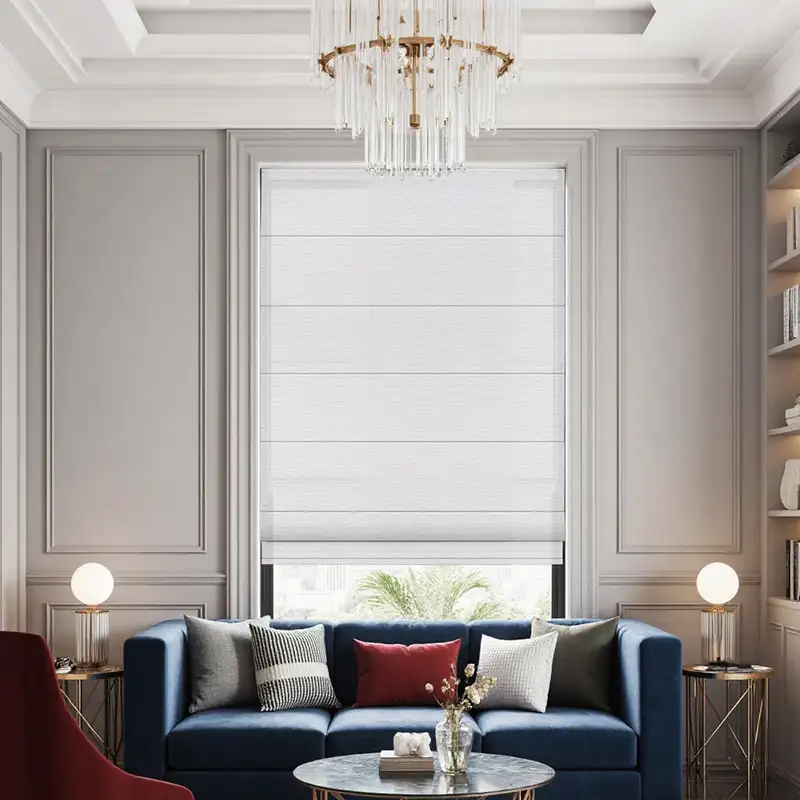 Gauze Roman Shades - Pure White installed view